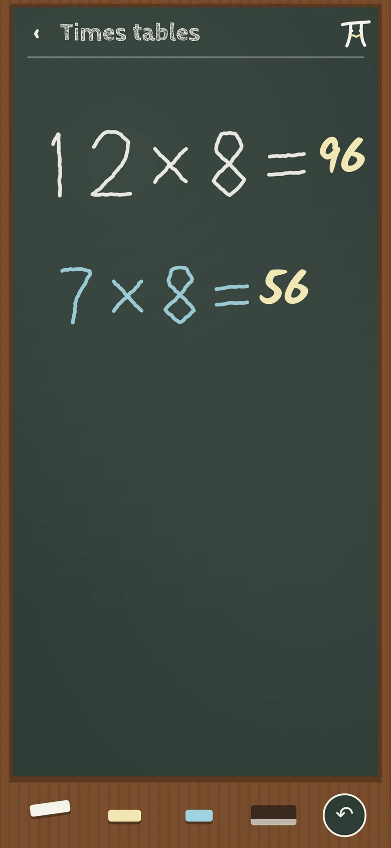 Write, finish with =